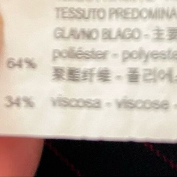 Zara dk blue/red vertical lines blouse; pleated lower sleeves,side neck button,S - Picture 8 of 9